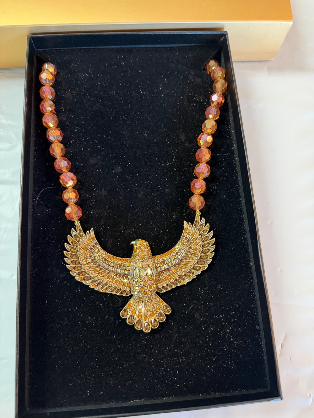 Heidi Daus Gold-Tone Amber and Iridescent Crystal Eagle Necklace - Picture 2 of 6